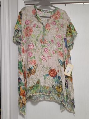 NWT 100% Silk Johnny Was Holly Tunic Top Dress
